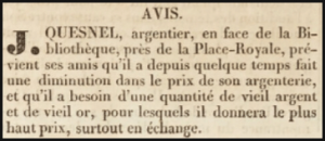 1832 advert in L'Impartial