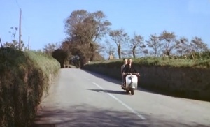 A scooter in a country lane in 1958