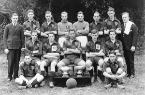 R Le Vesconte (front row, right was a member of the YMCA league and cup double winning football team in 1928-29