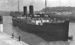 St Helier with two funnels arrives in St Helier on her maiden voyage in June 1926