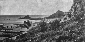 An 1890 photograph of L'Etacq, showing Queen's Hotel