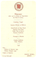 A menu for a lunch hosted by the States Committee of Agriculture in 1956