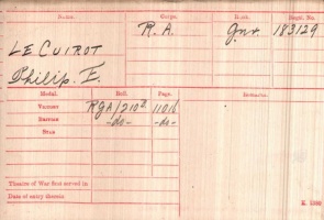 Philip Emmanuel Le Cuirot's Great War service card