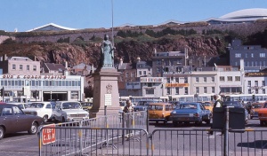 The statue of Queen Victoria moved from its original position in the centre of the circular gardens to a temporary location in front of the Tourism offices in the former railway terminus, before another move to West Park