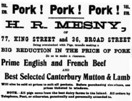 1904 Evening Post advert - Henry Mesny seems to have run the only butcher's shop in King Street over several decades