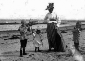 A family group on the beach at La Rocque in the 1890s
