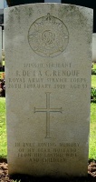 The grave of Great War casualty John de la Cour Renouf at Ste Marie Cemetery, Le Havre