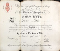 John Petit's mate's certificate