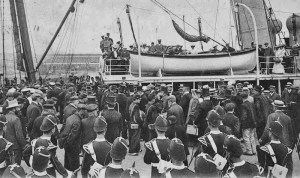 The band of the French 47th Regiment arriving in St Helier from St Malo