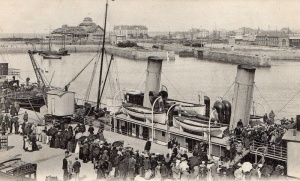 Passengers from Jersey disembark in the inner basin