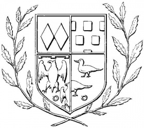 The coat of arms found at the manor