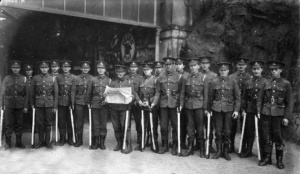 Militiamen lined up at Snow Hill, photographed by Percival Dunham