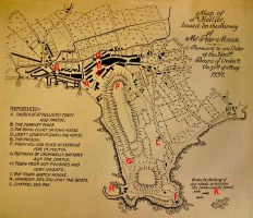 Meade's map of the town of St Helier in 1737 - see Maps of 18th century St Helier for key