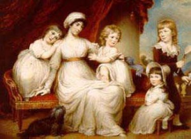Marie de Ste Croix, second wife of Jersey miniaturist Philippe Jean, with their four children