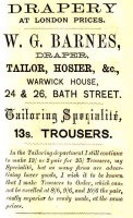 Barnes, traper and tailor at Warwick House, Bath Street