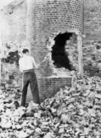 Demolition of the factory's chimney in 1956