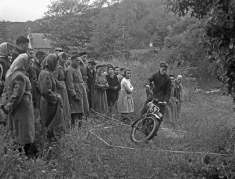 Evening Post photograph of motor cycle triallist Brian Le Breton in 1952