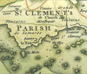 A map from 1781, the year of the battle of Jersey, showing a gun battery but no tower, although it is known to have been completed later that year