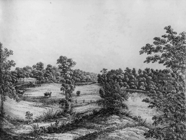 View in the Valley of the Mills - Chemin des Moulins. This is what is now known as Waterworks Valley. The St Lawrence Millennium Stone is believed to be situated at this location