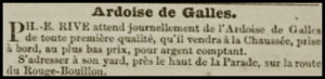 Philip E Rive advertised welsh slate from his Rouge Bouillon yard in Chronique de Jersey in 1850