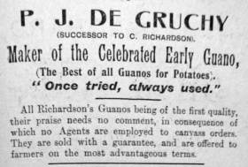 Philip John de Gruchy (1872- ), advertisement in 1925 - guano for potato growers