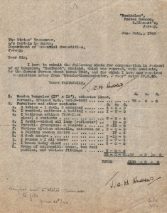 Detailed claim by J C H Andrews for his requisitioned Ouaisne bungalow and its contents