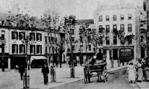 A potato van makes its way back home through the Royal Square in 1894 in the days before traffic was banned