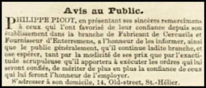 ... he was still in business when he advertised in Chronique de Jersey in 1850