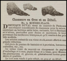 1874 advert in Chronique de Jersey for Dominique Duval's shoemaking business