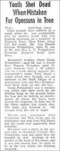 Although the Poingdestre brothers mentioned in this 1949 article from the Bay of Plenty, New Zealand, undoubtedly had a Jersey ancestry, it has been impossible to place them into any Jerripedia trees with any degree of certainty. Online trees suggest that they were the grandsons of Charles Edward Grant Poingdestre, born in Jersey in 1855, but we have not been able to identify anyone in our database who would fit this suggestion