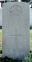 The grave of Great War casualty Reginald William Stanley Fosse at Dunkirk Town Cemetery