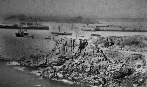 A picture by Slater of the Harbour in the 1860s