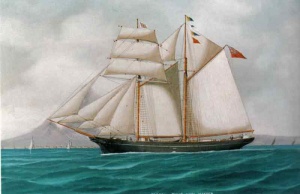 Flying Foam, built at St Catherine in 1879 by J and T Le Huquet. The 160-ton schooner was wrecked in 1937