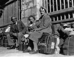 The Tipping family waiting to leave the camp