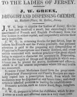 Druggist and dispensing chemist J W Green was in business at 20 Halkett Place in 1840, offering, among other things, a guaranteed cure for chilblains