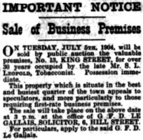 13 King Street offered for sale. It was bought by Jimmy Rimington, gen 4