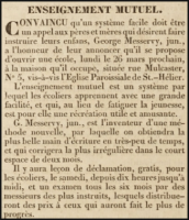 George Messervy advertised the opening of his new school in Mulcaster Street in a 1832 advert in L'Impartial ...