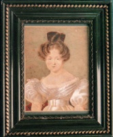 Anne Le Brocq (1797-1876), daughter of William and wife of Charles Francois Ramié, painted in miniature in about 1825