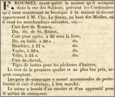 F Roussel moved his leather shop from Sand Street to near People's Park in 1825
