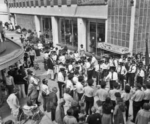Outside British Home Stores in King Street - 1976 Jersey Evening Post photograph