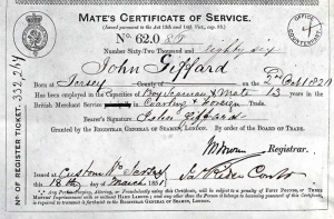 John Giffard's mate's certificate