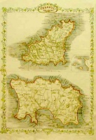 An 1865 map of Guernsey (above) and Jersey