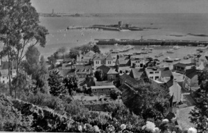An unusual view of the town looking down on the bottom of Mont Les Vaux
