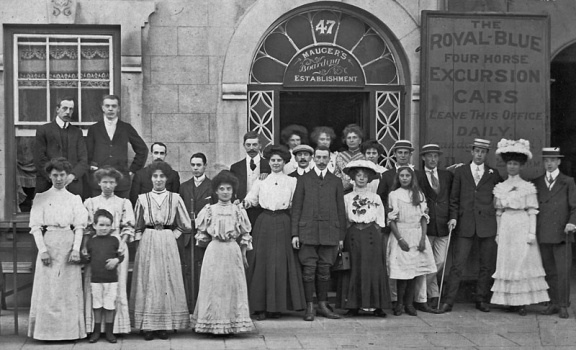 Mauger's Boarding Establishment was at No 47 when this picture was taken. This is the last house in Hemery Row