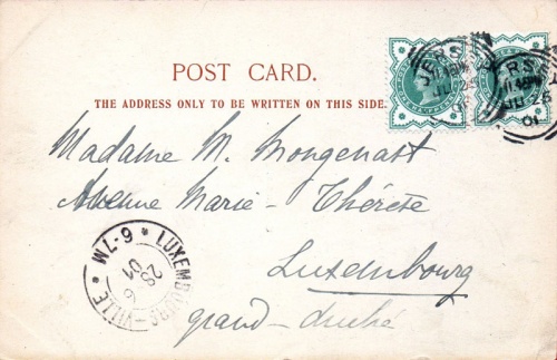 The address, in different handwriting, on a card sent to Madame Mougenart in June. Perhaps sent by Mr Le Gallais' sister?