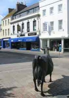 A sculpture of a cow in West's Centre - La Vaque de Jerri