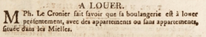 Philippe Le Cronier was looking for a tenant for his bakery in 1804