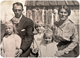 Harold Nicolle Ozouf and Edith Emma, nee Johnstone, and Alice, Harold and Ethel in Manitoba