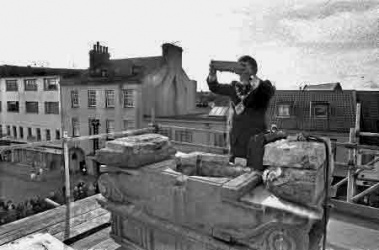 St Helier Constable Peter Baker placed the WW2 Roll of Honour inside the Parade Cenotaph in 1982 - Picture Jersey Evening Post