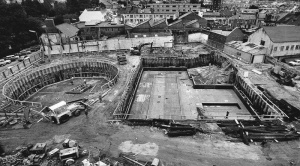 The foundations of Cyril Le Marquand House, home to many of Jersey's government departments from the 1970s to 2019